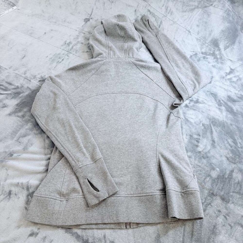 Athleta Sweater Womens Sz M Grey Hoodie Full Zip Fleece Scuba Thumbhole Ladies - Picture 3 of 14